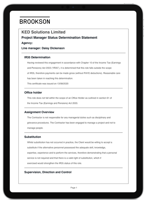 IR35 Portal - Access an SDS for each role